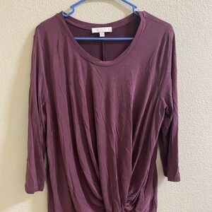 Eri & Ali Plum Long Sleeve Top Tunic Flowy Shirt XL Boutique Style